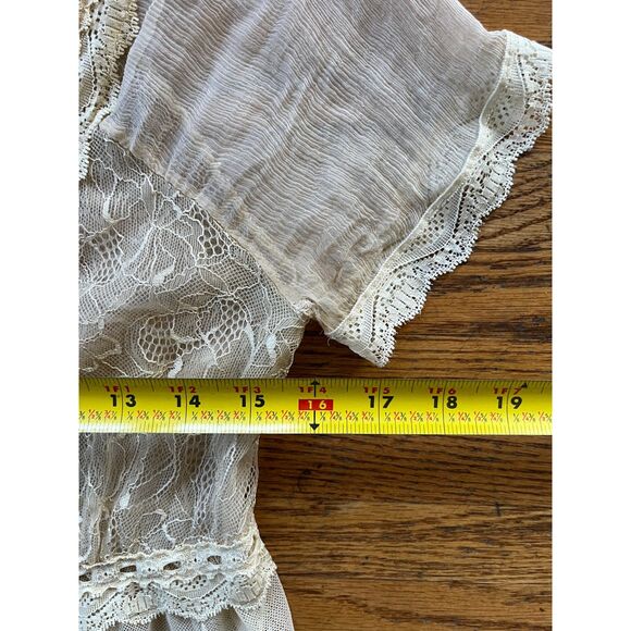 Vintage Alberto Makali Cream Lace Button Up Blouse Shirt Top Women's Size Small - Picture 7 of 10